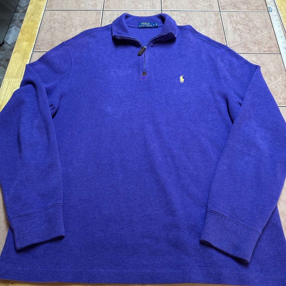 Polo by Ralph Lauren Purple Half-Zip Sweater with Yellow Pony